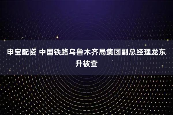 申宝配资 中国铁路乌鲁木齐局集团副总经理龙东升被查