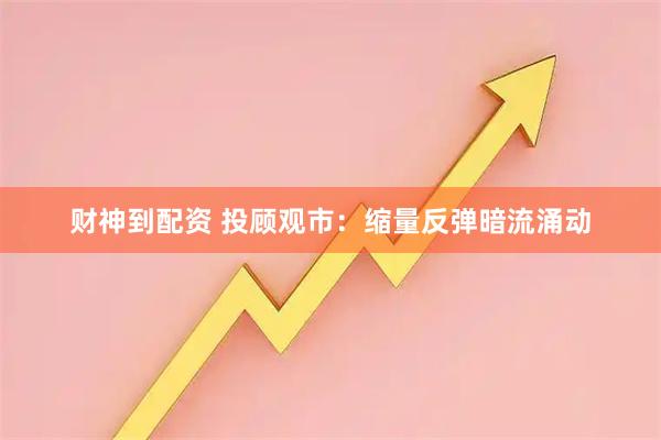 财神到配资 投顾观市：缩量反弹暗流涌动